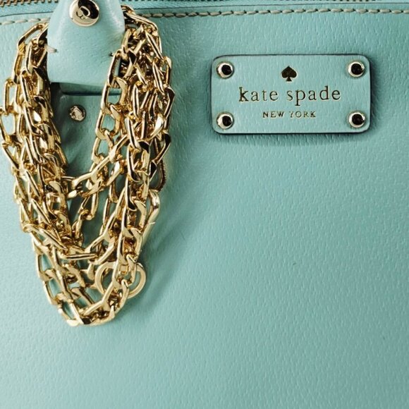 KATE SPADE Wellesley Rachelle Turquoise Texturedt Leather Domed Satchel Handbag - Picture 2 of 16